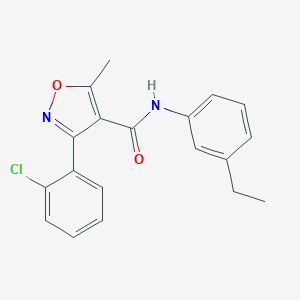 molecular formula C19H17ClN2O2 B330591 3-(2-chlorophenyl)-N-(3-ethylphenyl)-5-methyl-1,2-oxazole-4-carboxamide 