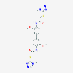 molecular formula C24H26N8O4S2 B330595 N-[2-methoxy-4-[3-methoxy-4-[[2-[(4-methyl-1,2,4-triazol-3-yl)sulfanyl]acetyl]amino]phenyl]phenyl]-2-[(4-methyl-1,2,4-triazol-3-yl)sulfanyl]acetamide 