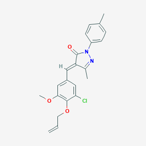 molecular formula C22H21ClN2O3 B330603 4-[4-(allyloxy)-3-chloro-5-methoxybenzylidene]-5-methyl-2-(4-methylphenyl)-2,4-dihydro-3H-pyrazol-3-one 