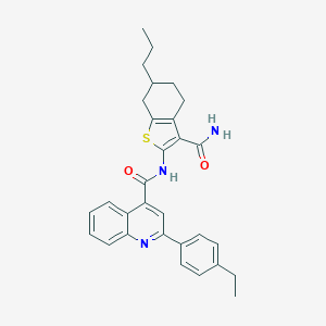 molecular formula C30H31N3O2S B330623 N-(3-carbamoyl-6-propyl-4,5,6,7-tetrahydro-1-benzothiophen-2-yl)-2-(4-ethylphenyl)quinoline-4-carboxamide 