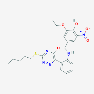 2-Ethoxy-6-nitro-4-[3-(pentylsulfanyl)-6,7-dihydro[1,2,4]triazino[5,6-d][3,1]benzoxazepin-6-yl]phenol
