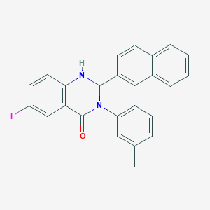 molecular formula C25H19IN2O B330657 6-iodo-3-(3-methylphenyl)-2-(2-naphthyl)-2,3-dihydro-4(1H)-quinazolinone 