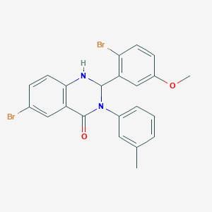 molecular formula C22H18Br2N2O2 B330658 6-bromo-2-(2-bromo-5-methoxyphenyl)-3-(3-methylphenyl)-2,3-dihydro-4(1H)-quinazolinone 