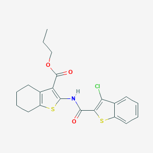 molecular formula C21H20ClNO3S2 B330659 Propyl 2-{[(3-chloro-1-benzothien-2-yl)carbonyl]amino}-4,5,6,7-tetrahydro-1-benzothiophene-3-carboxylate 