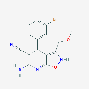 molecular formula C15H13BrN4O2 B330660 6-amino-4-(3-bromophenyl)-3-(methoxymethyl)-2,4-dihydro-[1,2]oxazolo[5,4-b]pyridine-5-carbonitrile 