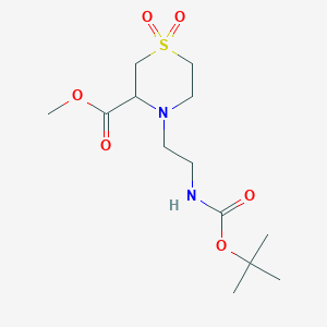 molecular formula C13H24N2O6S B3306666 Methyl 4-[2-({[(1,1-dimethylethyl)oxy]carbonyl}amino)ethyl]-3-thiomorpholinecarboxylate 1,1-dioxide CAS No. 929047-24-5