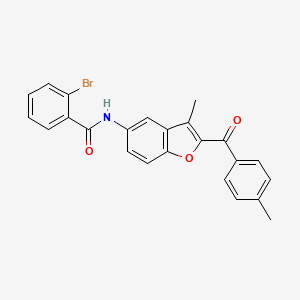 molecular formula C24H18BrNO3 B3306732 2-bromo-N-[3-methyl-2-(4-methylbenzoyl)-1-benzofuran-5-yl]benzamide CAS No. 929412-63-5