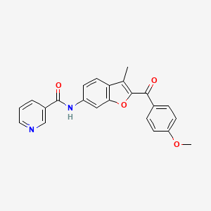 molecular formula C23H18N2O4 B3306736 N-{2-[(4-methoxyphenyl)carbonyl]-3-methyl-1-benzofuran-6-yl}pyridine-3-carboxamide CAS No. 929412-85-1