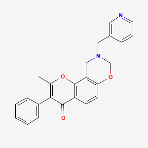 molecular formula C24H20N2O3 B3306785 2-methyl-3-phenyl-9-(pyridin-3-ylmethyl)-9,10-dihydrochromeno[8,7-e][1,3]oxazin-4(8H)-one CAS No. 929444-68-8