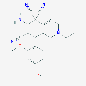 6-amino-8-(2,4-dimethoxyphenyl)-2-isopropyl-2,3,8,8a-tetrahydro-5,5,7(1H)-isoquinolinetricarbonitrile
