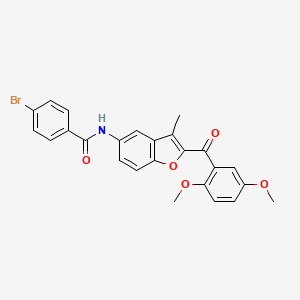 B3306830 4-bromo-N-[2-(2,5-dimethoxybenzoyl)-3-methyl-1-benzofuran-5-yl]benzamide CAS No. 929504-60-9