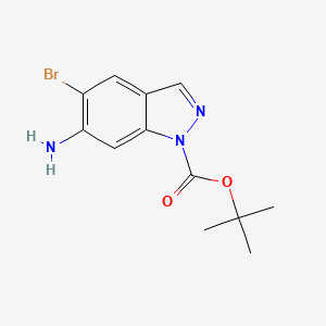 molecular formula C12H14BrN3O2 B3306872 tert-Butyl 6-amino-5-bromo-1H-indazole-1-carboxylate CAS No. 929617-39-0