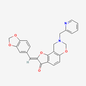 molecular formula C24H18N2O5 B3306880 (Z)-2-(benzo[d][1,3]dioxol-5-ylmethylene)-8-(pyridin-2-ylmethyl)-8,9-dihydro-2H-benzofuro[7,6-e][1,3]oxazin-3(7H)-one CAS No. 929808-46-8