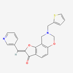 molecular formula C21H16N2O3S B3306884 (Z)-2-(pyridin-3-ylmethylene)-8-(thiophen-2-ylmethyl)-8,9-dihydro-2H-benzofuro[7,6-e][1,3]oxazin-3(7H)-one CAS No. 929809-24-5