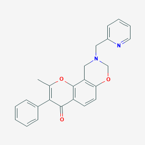 molecular formula C24H20N2O3 B3306895 2-methyl-3-phenyl-9-(pyridin-2-ylmethyl)-9,10-dihydrochromeno[8,7-e][1,3]oxazin-4(8H)-one CAS No. 929854-56-8
