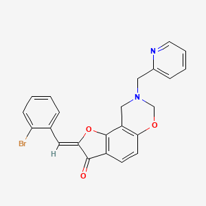 molecular formula C23H17BrN2O3 B3306898 (Z)-2-(2-bromobenzylidene)-8-(pyridin-2-ylmethyl)-8,9-dihydro-2H-benzofuro[7,6-e][1,3]oxazin-3(7H)-one CAS No. 929856-88-2