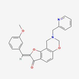 molecular formula C24H20N2O4 B3306905 (Z)-2-(3-methoxybenzylidene)-8-(pyridin-2-ylmethyl)-8,9-dihydro-2H-benzofuro[7,6-e][1,3]oxazin-3(7H)-one CAS No. 929864-96-0