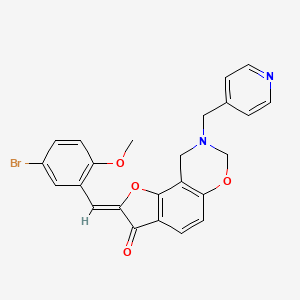molecular formula C24H19BrN2O4 B3306912 (Z)-2-(5-bromo-2-methoxybenzylidene)-8-(pyridin-4-ylmethyl)-8,9-dihydro-2H-benzofuro[7,6-e][1,3]oxazin-3(7H)-one CAS No. 929867-60-7