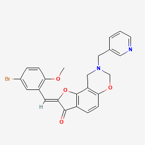 molecular formula C24H19BrN2O4 B3306932 (Z)-2-(5-bromo-2-methoxybenzylidene)-8-(pyridin-3-ylmethyl)-8,9-dihydro-2H-benzofuro[7,6-e][1,3]oxazin-3(7H)-one CAS No. 929969-93-7