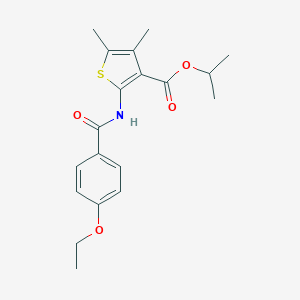 molecular formula C19H23NO4S B330694 Isopropyl 2-[(4-ethoxybenzoyl)amino]-4,5-dimethyl-3-thiophenecarboxylate 