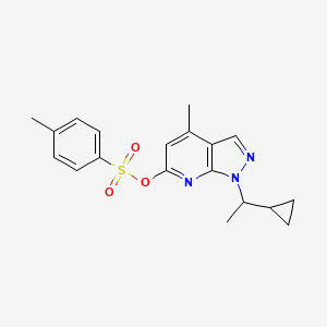 molecular formula C19H21N3O3S B3306991 1-(1-cyclopropylethyl)-4-methyl-1H-pyrazolo[3,4-b]pyridin-6-yl 4-methylbenzene-1-sulfonate CAS No. 929975-64-4
