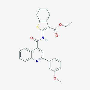 molecular formula C28H26N2O4S B330701 Ethyl 2-({[2-(3-methoxyphenyl)-4-quinolinyl]carbonyl}amino)-4,5,6,7-tetrahydro-1-benzothiophene-3-carboxylate 