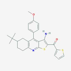 molecular formula C27H28N2O2S2 B330703 [3-Amino-6-tert-butyl-4-(4-methoxyphenyl)-5,6,7,8-tetrahydrothieno[2,3-b]quinolin-2-yl](2-thienyl)methanone 