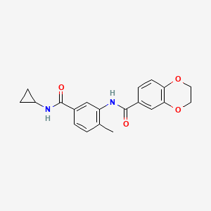 molecular formula C20H20N2O4 B3307036 N-[5-(cyclopropylcarbamoyl)-2-methylphenyl]-2,3-dihydro-1,4-benzodioxine-6-carboxamide CAS No. 930503-85-8