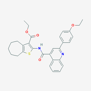 molecular formula C30H30N2O4S B330707 ethyl 2-({[2-(4-ethoxyphenyl)-4-quinolinyl]carbonyl}amino)-5,6,7,8-tetrahydro-4H-cyclohepta[b]thiophene-3-carboxylate 
