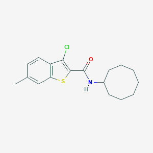 molecular formula C18H22ClNOS B330709 3-chloro-N-cyclooctyl-6-methyl-1-benzothiophene-2-carboxamide 