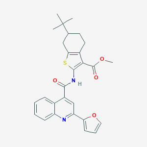 molecular formula C28H28N2O4S B330713 Methyl 6-tert-butyl-2-({[2-(2-furyl)-4-quinolinyl]carbonyl}amino)-4,5,6,7-tetrahydro-1-benzothiophene-3-carboxylate 