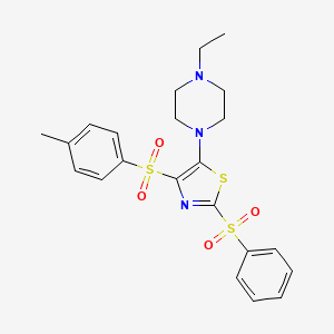 molecular formula C22H25N3O4S3 B3307130 5-(4-Ethylpiperazin-1-yl)-2-(phenylsulfonyl)-4-tosylthiazole CAS No. 931706-24-0