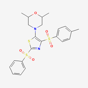 molecular formula C22H24N2O5S3 B3307151 2,6-Dimethyl-4-(2-(phenylsulfonyl)-4-tosylthiazol-5-yl)morpholine CAS No. 931943-58-7