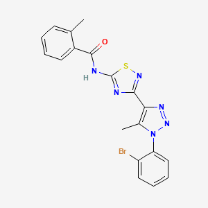 molecular formula C19H15BrN6OS B3307189 N-{3-[1-(2-bromophenyl)-5-methyl-1H-1,2,3-triazol-4-yl]-1,2,4-thiadiazol-5-yl}-2-methylbenzamide CAS No. 932300-24-8