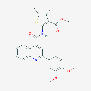molecular formula C26H24N2O5S B330720 Methyl 2-({[2-(3,4-dimethoxyphenyl)-4-quinolinyl]carbonyl}amino)-4,5-dimethyl-3-thiophenecarboxylate 