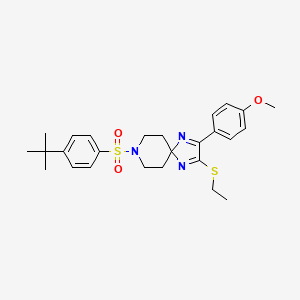 molecular formula C26H33N3O3S2 B3307201 8-(4-Tert-butylbenzenesulfonyl)-2-(ethylsulfanyl)-3-(4-methoxyphenyl)-1,4,8-triazaspiro[4.5]deca-1,3-diene CAS No. 932339-97-4