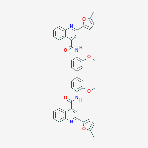 molecular formula C44H34N4O6 B330722 N-[3,3'-dimethoxy-4'-({[2-(5-methyl-2-furyl)-4-quinolinyl]carbonyl}amino)[1,1'-biphenyl]-4-yl]-2-(5-methyl-2-furyl)-4-quinolinecarboxamide 