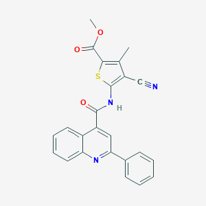 molecular formula C24H17N3O3S B330727 Methyl 4-cyano-3-methyl-5-{[(2-phenyl-4-quinolinyl)carbonyl]amino}-2-thiophenecarboxylate 
