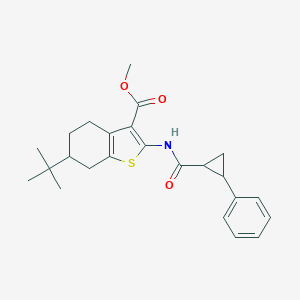 molecular formula C24H29NO3S B330729 Methyl 6-tert-butyl-2-{[(2-phenylcyclopropyl)carbonyl]amino}-4,5,6,7-tetrahydro-1-benzothiophene-3-carboxylate 