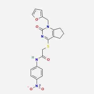 2-((1-(furan-2-ylmethyl)-2-oxo-2,5,6,7-tetrahydro-1H-cyclopenta[d]pyrimidin-4-yl)thio)-N-(4-nitrophenyl)acetamide