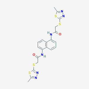 molecular formula C20H18N6O2S4 B330730 2-[(5-methyl-1,3,4-thiadiazol-2-yl)sulfanyl]-N-[5-({[(5-methyl-1,3,4-thiadiazol-2-yl)sulfanyl]acetyl}amino)-1-naphthyl]acetamide 