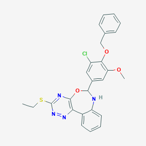 molecular formula C26H23ClN4O3S B330732 6-[4-(Benzyloxy)-3-chloro-5-methoxyphenyl]-3-(ethylsulfanyl)-6,7-dihydro[1,2,4]triazino[5,6-d][3,1]benzoxazepine 