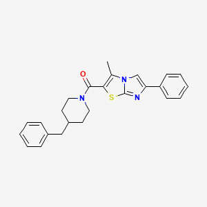 molecular formula C25H25N3OS B3307331 (4-Benzylpiperidin-1-yl)(3-methyl-6-phenylimidazo[2,1-b]thiazol-2-yl)methanone CAS No. 932995-53-4