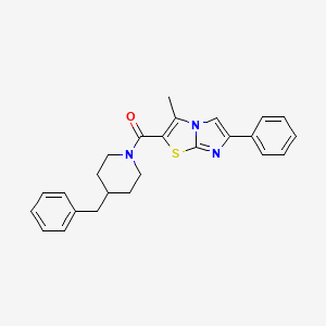 4-benzyl-1-{3-methyl-6-phenylimidazo[2,1-b][1,3]thiazole-2-carbonyl}piperidine