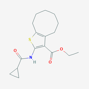 molecular formula C17H23NO3S B330734 Ethyl 2-[(cyclopropylcarbonyl)amino]-4,5,6,7,8,9-hexahydrocycloocta[b]thiophene-3-carboxylate 