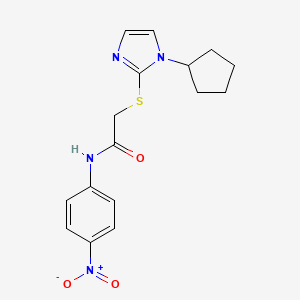2-((1-cyclopentyl-1H-imidazol-2-yl)thio)-N-(4-nitrophenyl)acetamide