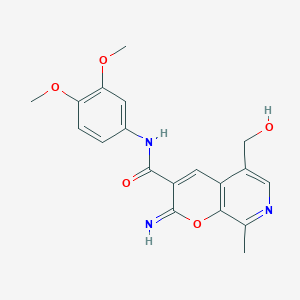 molecular formula C19H19N3O5 B3307377 N-(3,4-dimethoxyphenyl)-5-(hydroxymethyl)-2-imino-8-methyl-2H-pyrano[2,3-c]pyridine-3-carboxamide CAS No. 933020-81-6