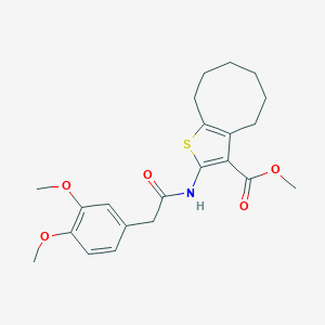 molecular formula C22H27NO5S B330738 Methyl 2-{[(3,4-dimethoxyphenyl)acetyl]amino}-4,5,6,7,8,9-hexahydrocycloocta[b]thiophene-3-carboxylate 