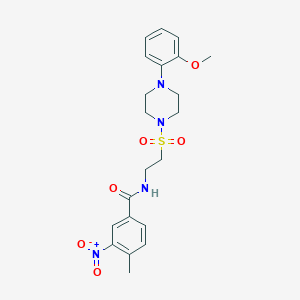 molecular formula C21H26N4O6S B3307395 N-(2-{[4-(2-methoxyphenyl)piperazin-1-yl]sulfonyl}ethyl)-4-methyl-3-nitrobenzamide CAS No. 933027-71-5