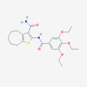 molecular formula C23H30N2O5S B330742 2-[(3,4,5-triethoxybenzoyl)amino]-5,6,7,8-tetrahydro-4H-cyclohepta[b]thiophene-3-carboxamide 